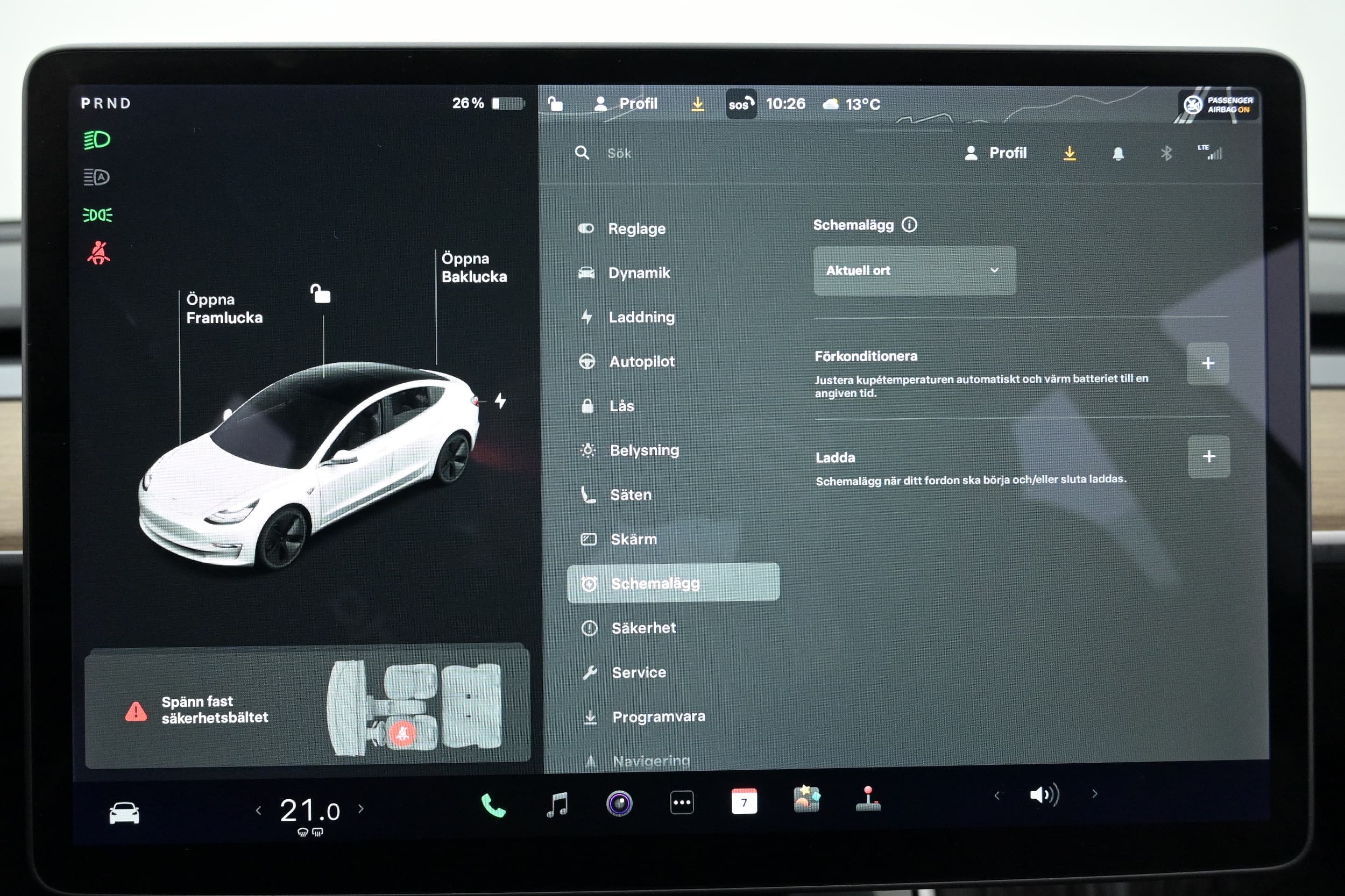 Schemalägg laddning och förkonditionering av kupé