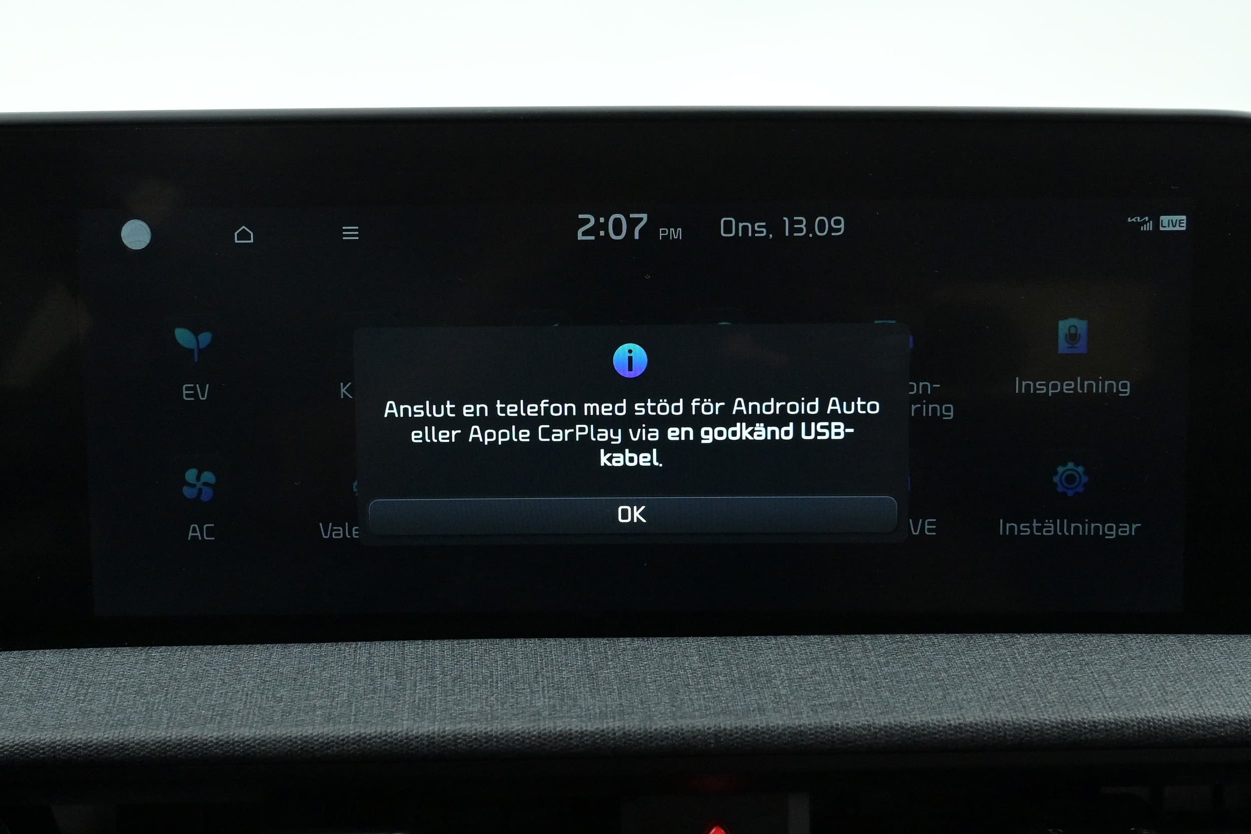 Infotaintmentsystem - Apple Carplay, Android Auto, Bluetooth