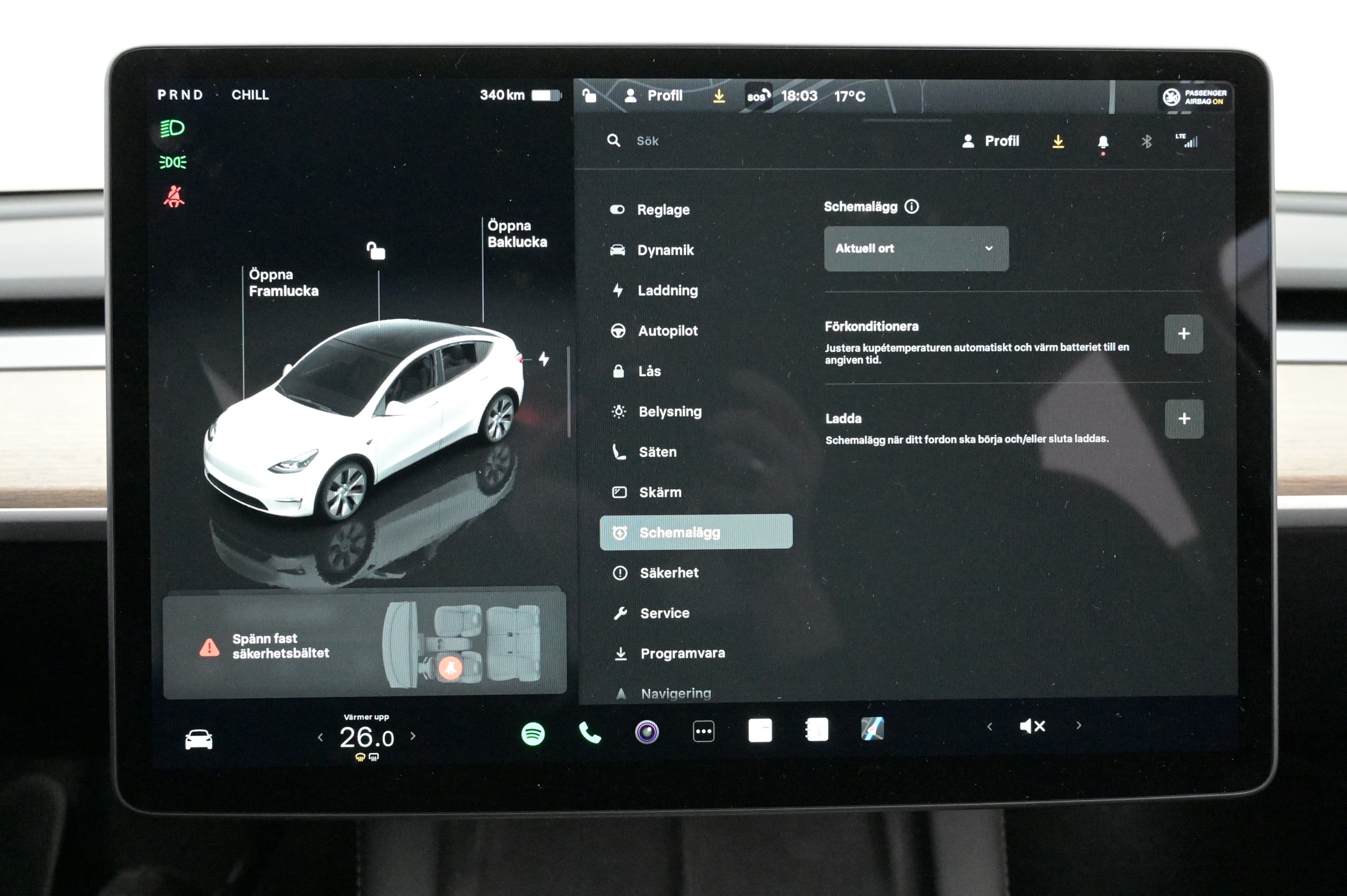Schemalägg laddning och förkonditionering av kupé