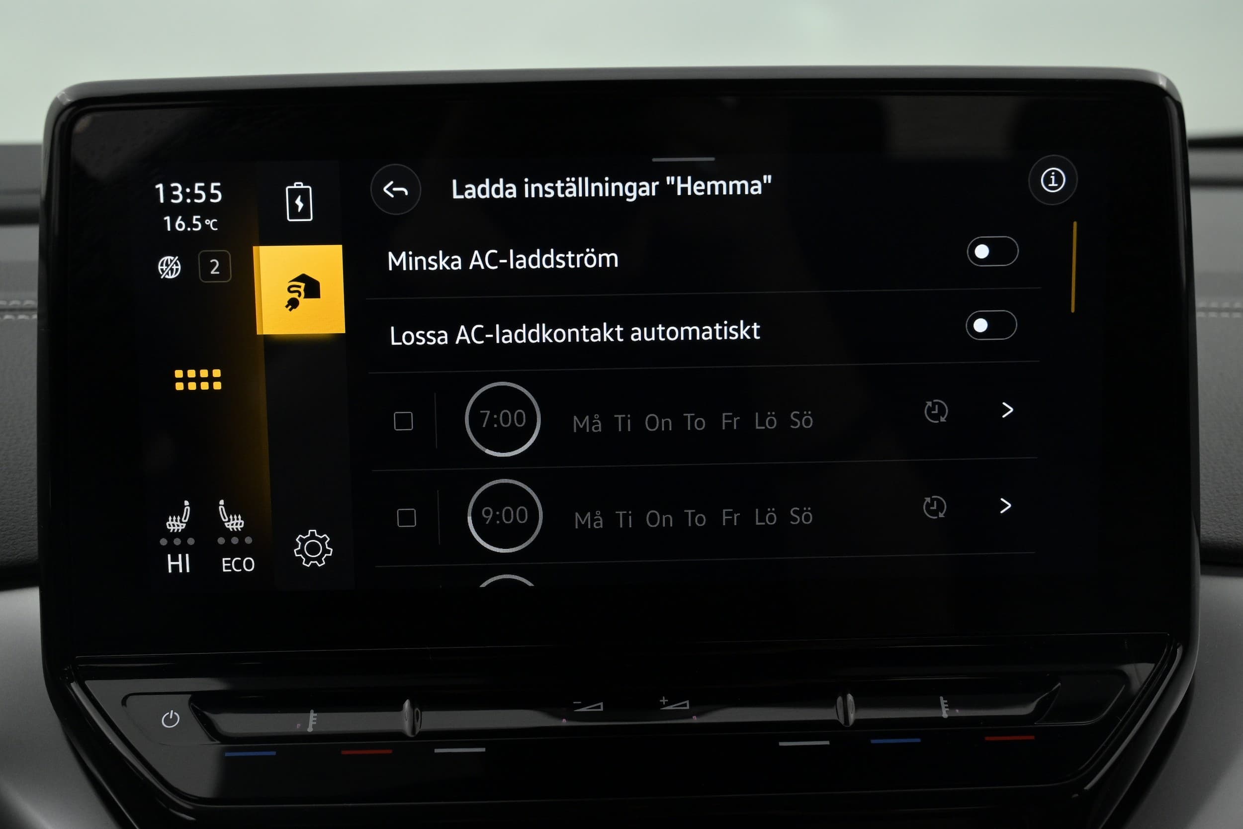 Schemalagd laddning och föruppvärmning av kupé