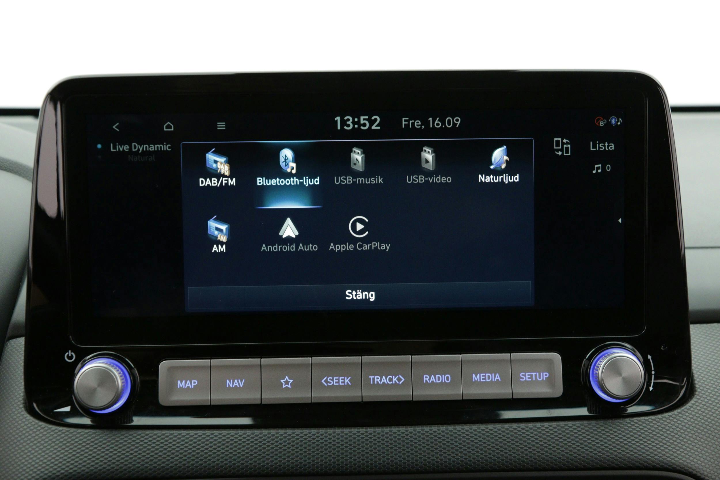 Infotainmentsystem med Bluetooth, Apple CarPlay och Android Auto