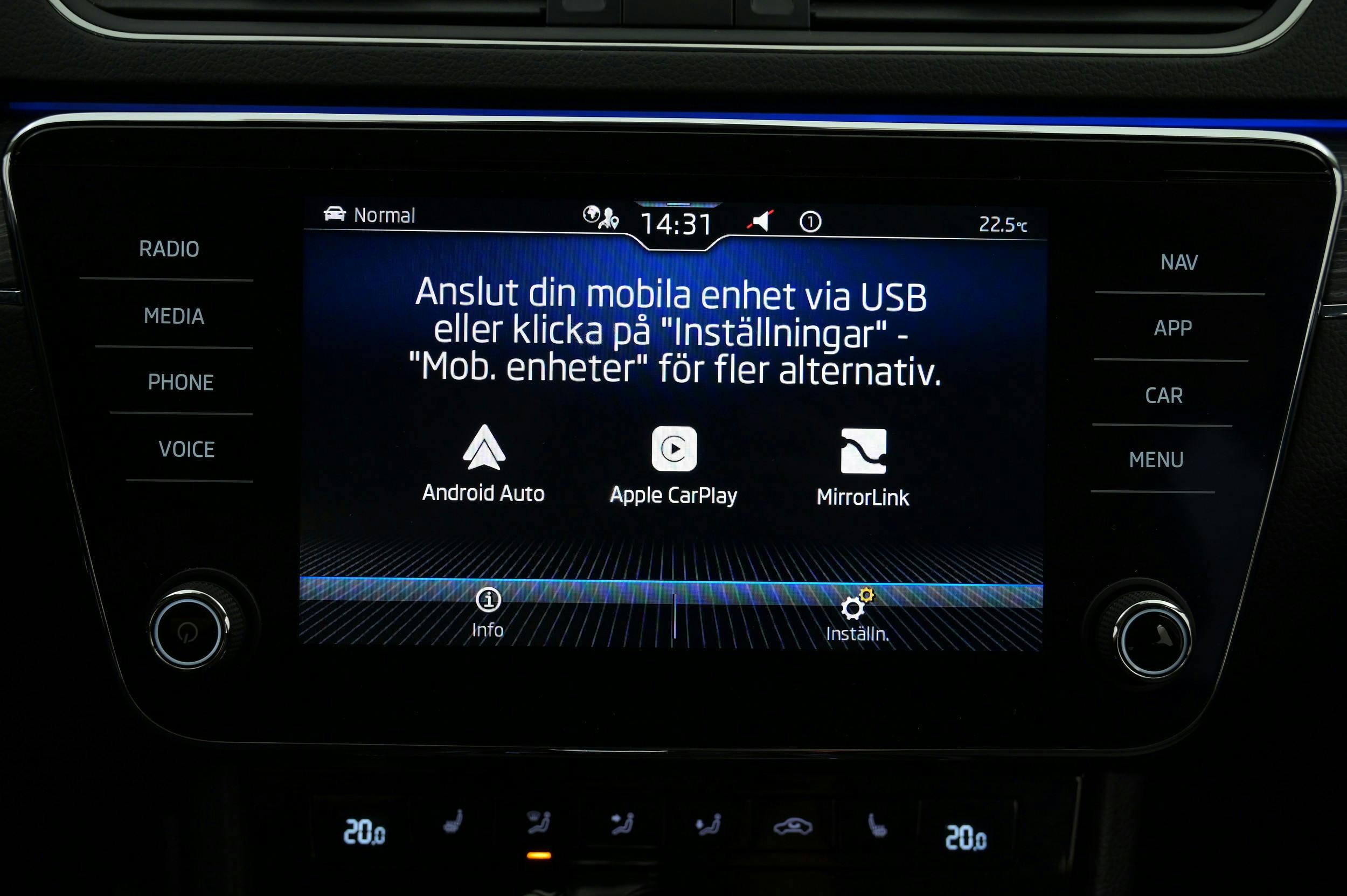Infotainmentsystem: Android Auto, Apple CarPlay, MirrorLink